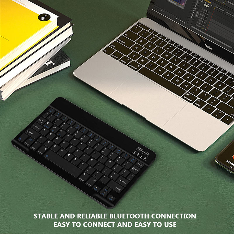 [Australia - AusPower] - Ultra-Slim Small Bluetooth Keyboard, Portable Rechargeable External Cordless Wireless Keyboard for Android Tablet Cell Phone Samsung Smartphone iPad Mini Air Pro iPhone Windows Surface (Black) Black 