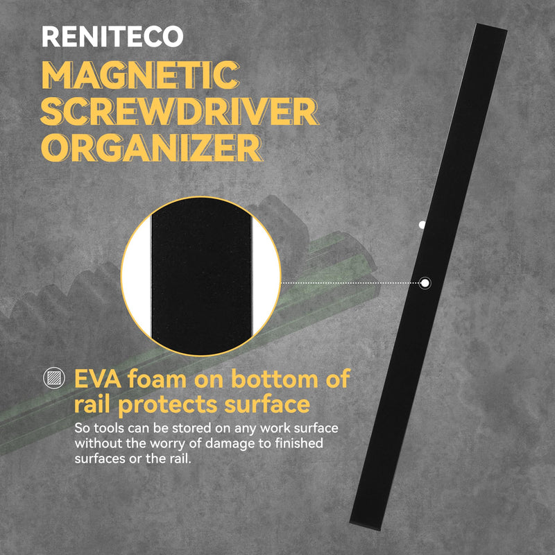 Reniteco Magnetic Screwdriver Organizer, Aluminum Alloy Rail Tool Holder, Fits Up to 16 Screwdrivers (Green) Green