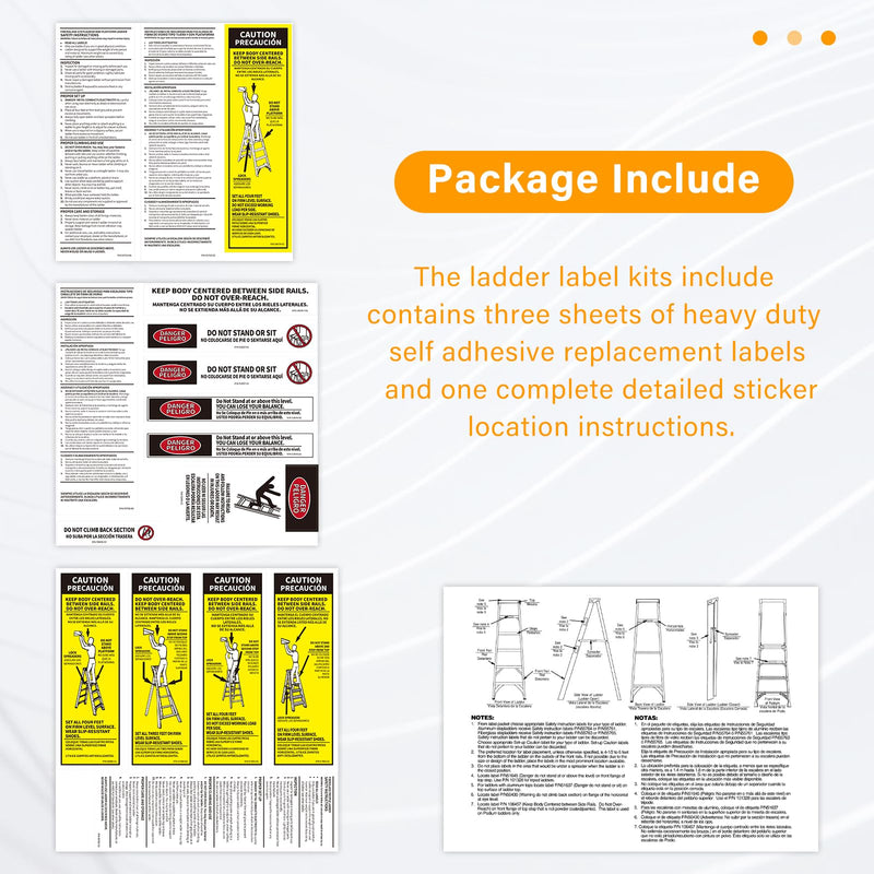 10 Pcs Step Ladder Safety Stickers Compatible with Werner Fiberglass Stepladder, Extension Ladder Inspection Labels Stickers Replacement for Werner LFS100 Fiberglass Step Ladder Label Kits