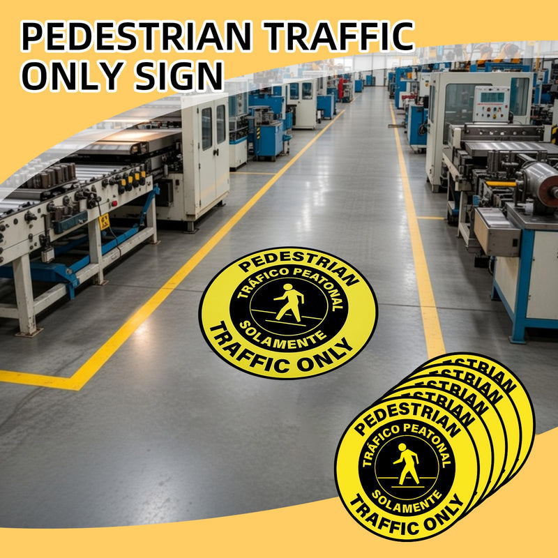 5 Pack Pedestrian Traffic Only Sign - 17 Inch Spanish Bilingual Pedestrian Only Sticker Adhesive Vinyl Label for Warehouse Worksite Office