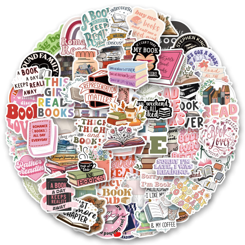 [Australia - AusPower] - 103PCS Bookish Stickers,Book Stickers for Kindle,Laptop Computer Phone Water Bottle Waterproof Stickers Book Lover Gift 