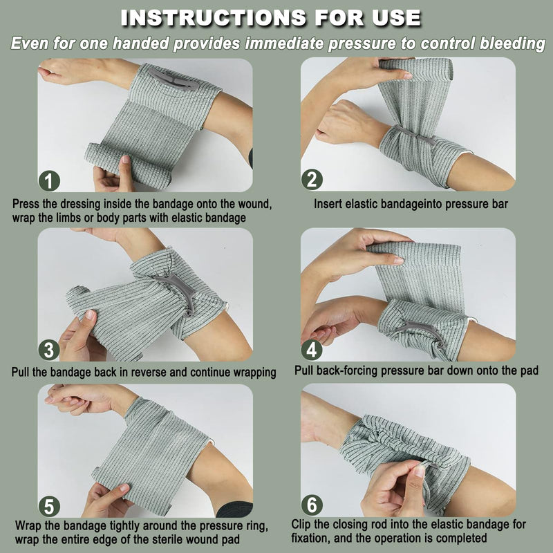 [Australia - AusPower] - Israeli Emergency Bandage, 6" 4Pack Compression Bandage, Trauma Wound Dressing, Sterile Vacuum Sealed Packaging for Bleeding Control, Medical Trauma Kit, Combat Tactical First Aid IFAK Supplies 4Pcs 