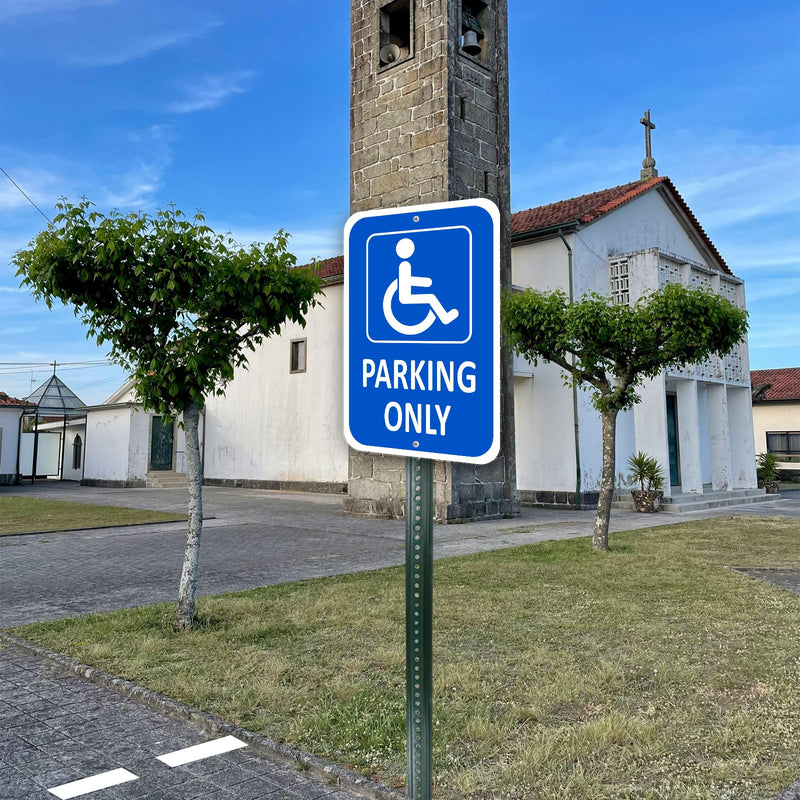 (2 Pack) Heavy-duty Aluminum Handicap Parking Only Sign, 18" x 12" Metal Handicap Signs for Parking Lot, Reflective, Durable, Outdoor, Weather Resistant, Waterproof, Rust Free 2