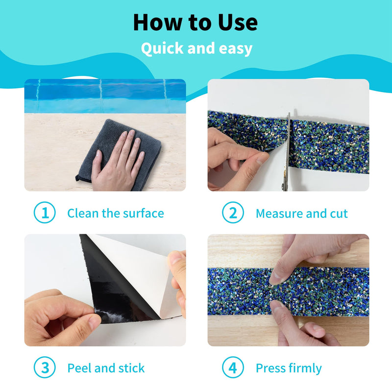 Waterproof Anti-Slip Traction Tape | 2" x16.5 FT | Heavy-Duty EPDM Rubber Granule Surface, Strong Grip & Resilient Foot Contact | Indoor & Outdoor for Pool, Bath, Ramps, Stairs and Steps 2" X 16.5ft Cove Breeze