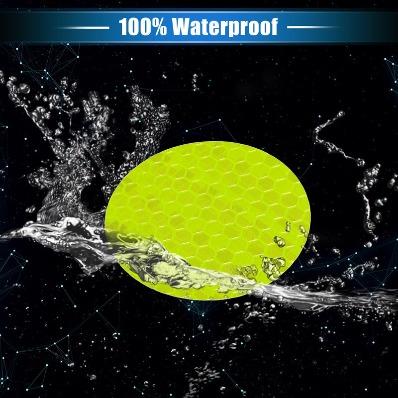 10 Pcs Reflective Stickers, 1.97" OD Round Shape Safety Tape Reflector Universal for Cars Trucks Trailers Waterproof PET Fluorescent Yellow Green