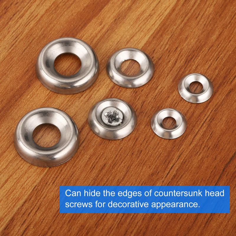 [Australia - AusPower] - uxcell #8 304 Stainless Steel Cup Washer Countersunk, 200pcs Countersunk Finish Washers for Screw Bolt 200 