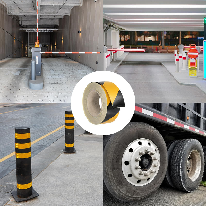 PATIKIL Reflective Tape, 1 Roll 2 Inch x 150 Ft Waterproof Adhesive High Visibility Caution Warning Safety Tape Reflector for Trucks Trailers Cars, Yellow Black 2 IN x 150 FT