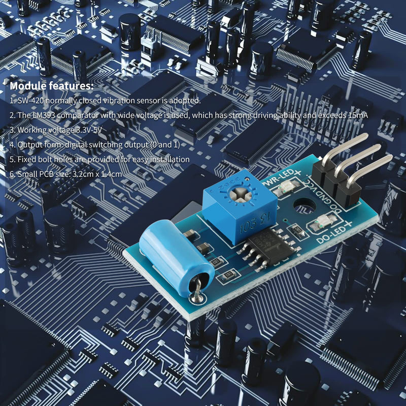 [Australia - AusPower] - 5Pcs SW-420 Vibration Sensor Module Vibration Switch Alarm Sensor Module for Arduino 