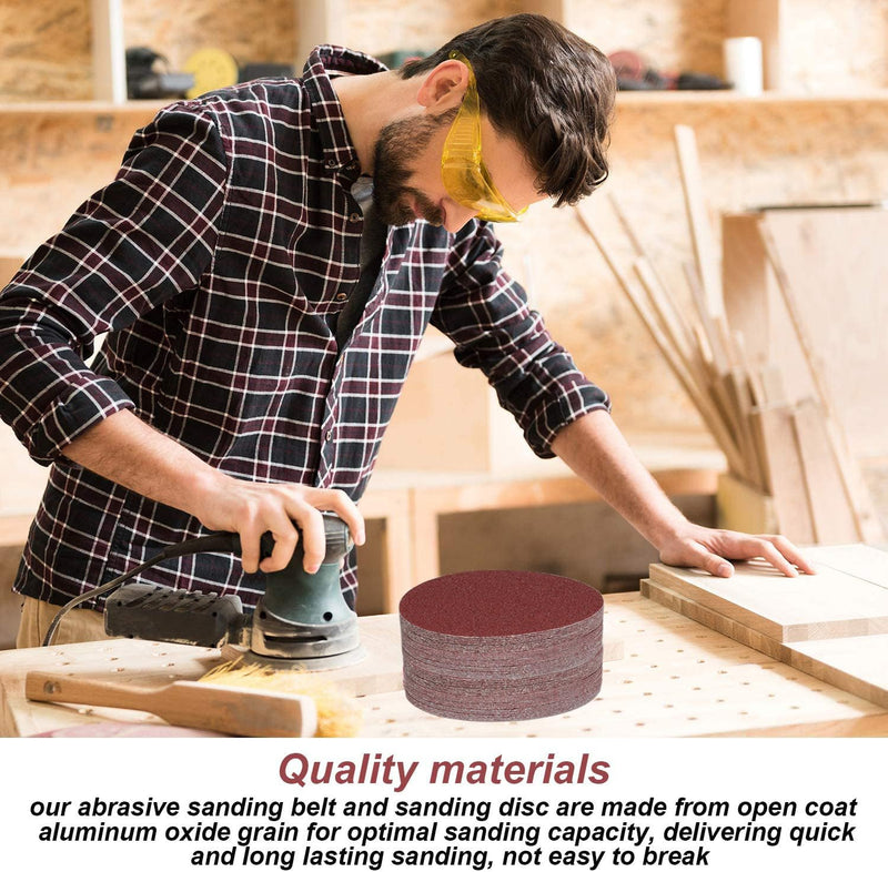 Stebruam Pack of 100 Sandpaper 150 mm Velcro Sanding Discs 40-1000 Grit | No Hole Sanding Disc, 6 Inch Sanding Discs Set for Car Wood Metal Paint Stone Glass and Furniture Mix grit