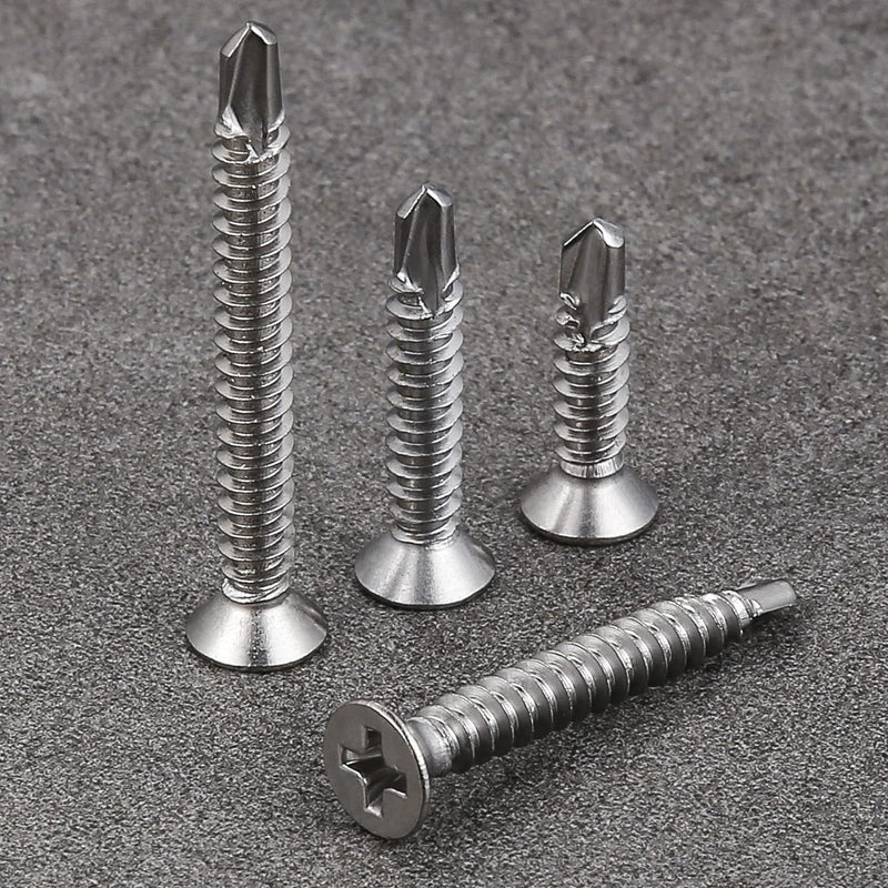 [Australia - AusPower] - Wensilon（105pcs） for Sheet Metal Self-Tapping Screws 410 Stainless Steel Flat Head High-Strength Quick self-Drilling Screws kit SS410 Flat Head Self-Tapping Screws 