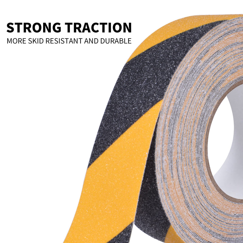 TAPEBEAR Safety Tape, 2inch x 60feet, Black/Yellow, Anti-Slip Adhesive Tape for Indoor Outdoor Steps Stairs, Waterproof, Strong Grip, Compatible with Plastic, Wood, Ceramic, Glass, Metal 2in x 60feet Yellow&Black 1