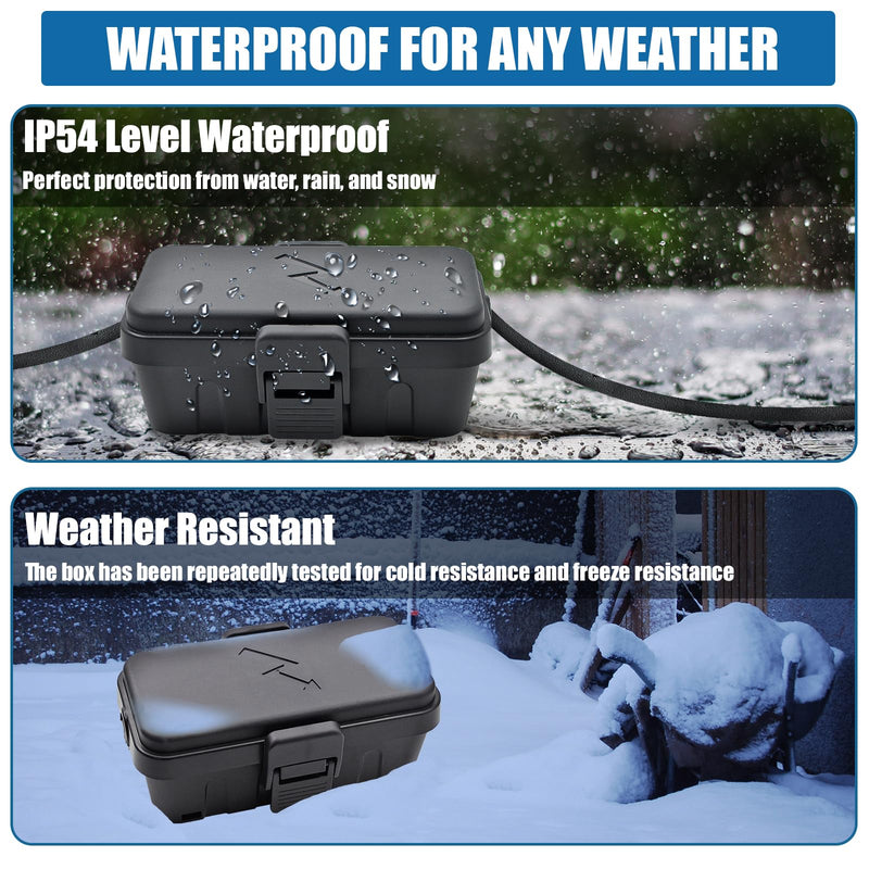[Australia - AusPower] - Small Weatherproof Electrical Connection Box(6 x 3.5 x 2.8inch),Outdoor Electrical Box,Waterproof Extension Cord Covers for Plug, Extension Cables, Holiday Lights,Black Black 
