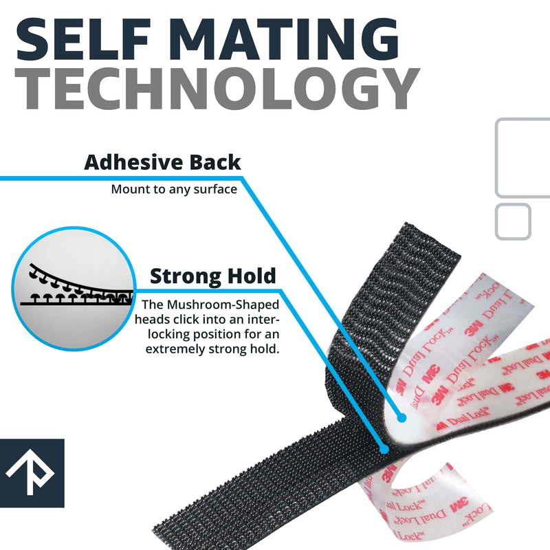 [Australia - AusPower] - Industrial Strength - Black Indoor/Outdoor Adhesive Mounting Tape - Self Mating Reclosable Fastener Compatible with 3M SJ3550 / SJ3560 Dual Lock 10FT X 2 PACK 