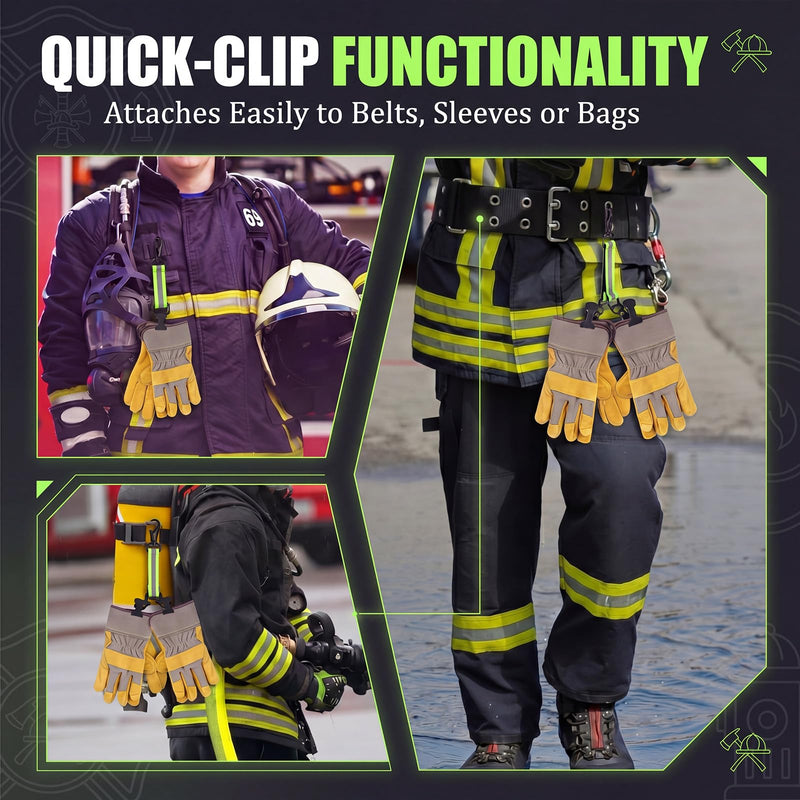 SATINIOR Firefighter Glove Clip Firefighting Glove Safety Clip Turnout with Reflective Trim and Swivel Snap Hook 6
