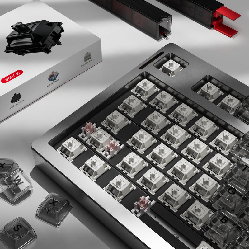 Gateron Smoothie Linear Switches,RGB LED 5 Pin White 22mm Dual-Stage Spring Pre-lubed 40gf Full POM Switches for MX Mechanical Keyboard(108PCS) 108Pcs Smoothies