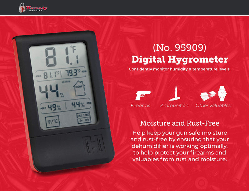 [Australia - AusPower] - Hornady Digital Hygrometer, 95909 - Indoor Temperature and Humidity Monitor with Touchscreen LCD Display - Ideal Room Thermometer Hygrometer for Gun Safes & Cabinets, Closets, Workbench & More 