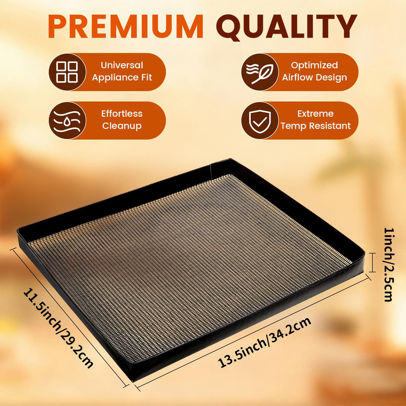 Professional-Grade 2-Pack PTFE Mesh Oven Baskets, 11.5x13.5x1 Inch Non-Stick Solid Oven Trays for Commercial Kitchens & High-Volume Cooking 11.5*13.5 Inch Mesh Oven Basket 2 Pcs