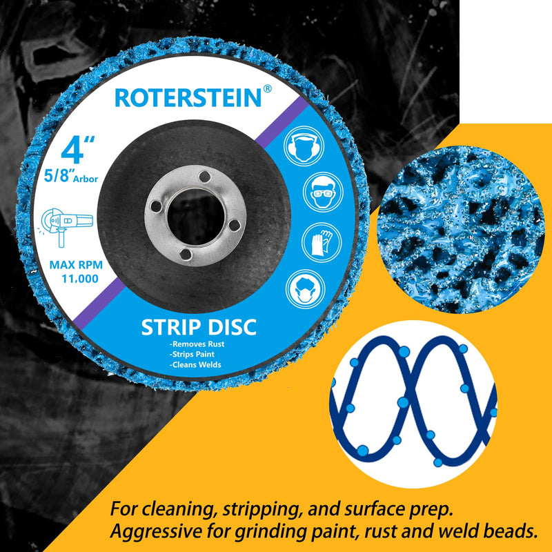 [Australia - AusPower] - 10 Pack Strip Discs Stripping Wheel 4 inch for Angle Grinder Clean and Remove Paint Coating Rust Welds Oxidation (4" x 5/8") 4" x 5/8" 10.0 
