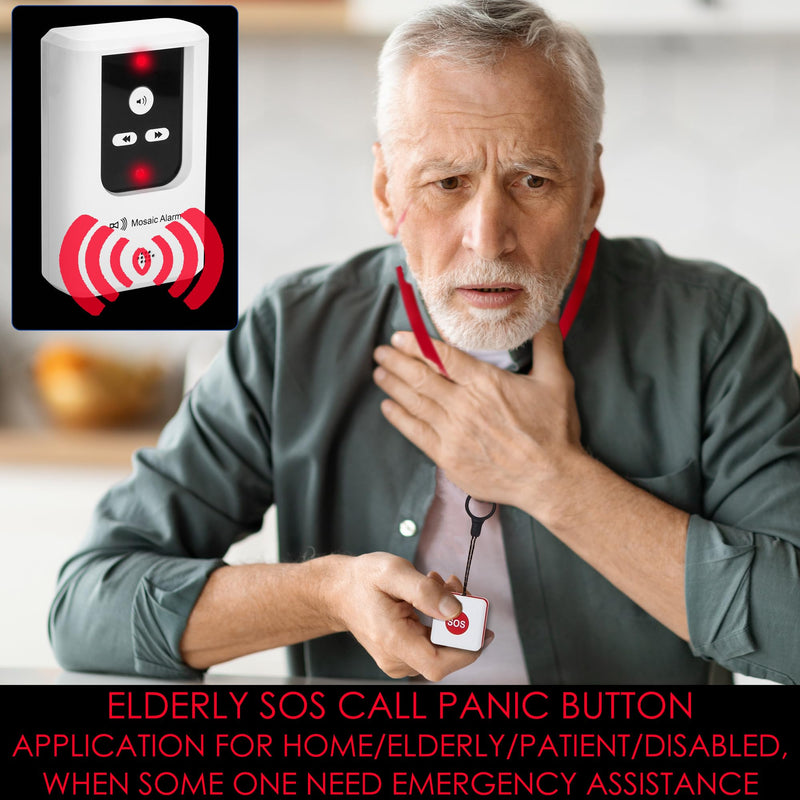 2-in-1 Elderly SOS Call Panic Button Waterproof Caregiver Pager Nurse Alert. Portable Receiver Long-lasting Rechargeable Battery-powered. Doorbell (Door Open Alarm) Cordless Bed Alarms
