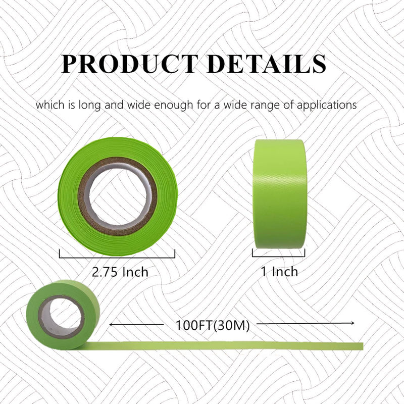 6 Pack Green Flagging Tape, Non-Adhesive Plastic Ribbon Neon Color,1inch*600ft, Survey Tape for Tree Marking, Hunting, Boundaries and Hazardous Areas,Trail Marking 6