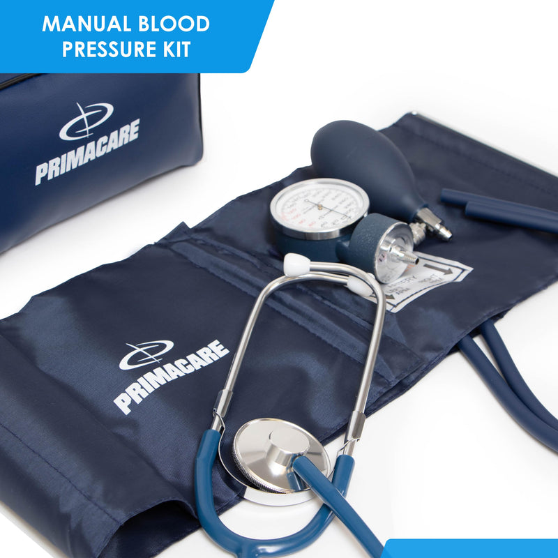 [Australia - AusPower] - PrimaCare Medical Supplies DS-9196 Professional Classic Series XLarge Adult Size Manual Blood Pressure Kit, Long Lasting Latex Inflation System with D-Ring Cuff and Stethoscope, Navy, XLarge Adult 