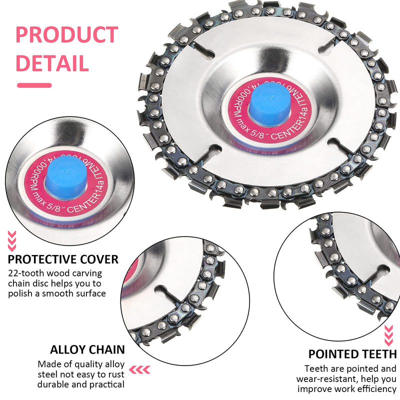 [Australia - AusPower] - 3 Pieces 5/8 Inch Wood Carving Chain Disc 4 Inch 22 Teeth Saw Blade Grinder Wood Carving Disc for 4 Inch/ 4-1/2 Inch Angle Grinder Grinding Shaping Attachment Circular Chainsaw Wheel 