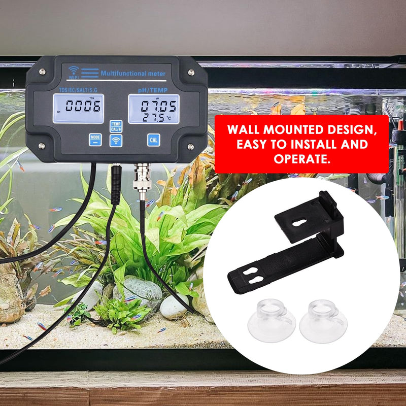 [Australia - AusPower] - DANOPLUS Smart Water Quality Tester, 24 hrs Wireless App Monitoring of pH EC TDS Salinity SG Temperature, Mountable with Alarm Function for Aquariums & Hydroponics 