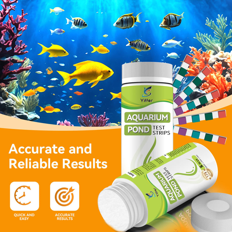 175-Count 8-Way Aquarium Test Strips with Ammonia-Accurate Test Ammonia,pH, Total Alkalinity, Carbonate, Hardness, Free Chlorine, Nitrate and Nitrite for Fish Tanks & Ponds