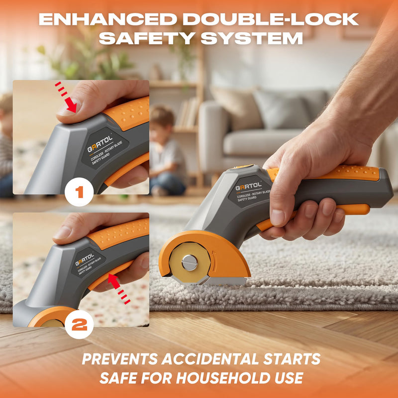 GARTOL Cordless Electric Scissors with Rotary Blade, 4V Power Cutter for Cardboard, Carpet, Leather & Fabric, Self-Sharpening Electric Shears with Storage Bag, Ideal for Arthritis, Sewing & DIY Crafts