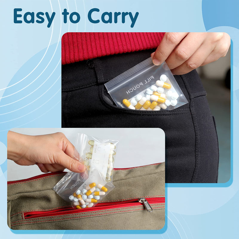 [Australia - AusPower] - 125 Packs 6 Mil Sturdy Pill Bags BPA Free Pill Pouch 3 x 2.75 Inch Write-on Label Seal Waterproof Reusable Clear Small Ziplock Plastic Bags for Travel Pill Organizer, Jewelry and Small Craft Pieces Writable-6mil Pack of 125 