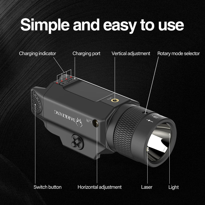 [Australia - AusPower] - DARKFANG Tactical Flashlight and Green Laser Light Combo 1500 Lumen for Shotgun/Pistol Light with Momentary/Strobe Function for 1913 Picatinny Rail 