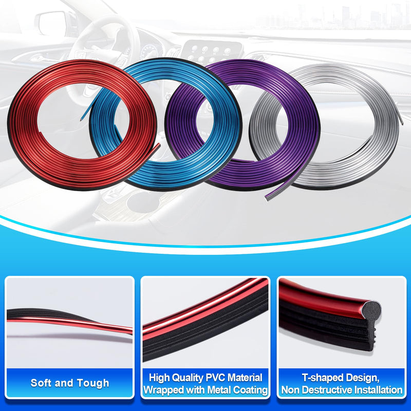Spurtar 2 Rolls x 33Ft Car Pinstriping Tape Red & 16.4ft/5M Car Interior Trim Strips Red