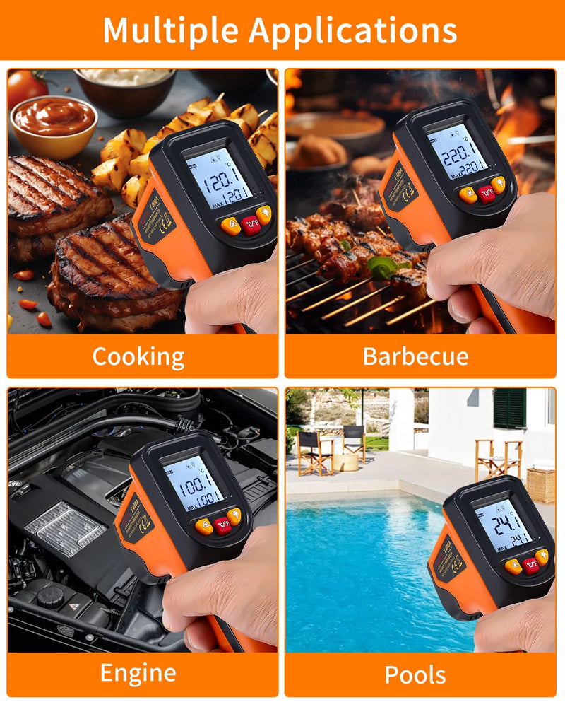 [Australia - AusPower] - Toaren Infrared Digital Thermometer 50 °C ~ 600 °C IR Temperature Gun Digital Laser Temperature Meter with LCD Display (Not for People) 