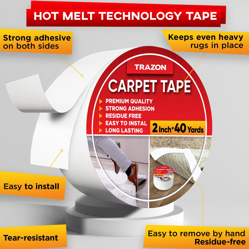 Grip Tape - Heavy Duty Anti Slip Tape for Stairs Outdoor/Indoor Waterproof 4Inch x 35Ft & Carpet Binding Tape Double Sided - 2 in / 120 Ft (40 Yards) Tape Grippers for Hardwood Floors and Area Rugs