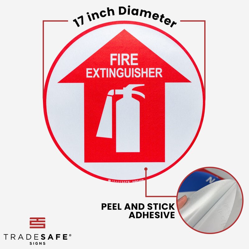 [Australia - AusPower] - TRADESAFE Fire Extinguisher Anti-Slip Floor Sticker - Fire Extinguisher Sign, Peel and Stick Adhesive Vinyl Sign, ANSI-Compliant, 17” Diameter Round Sticker 