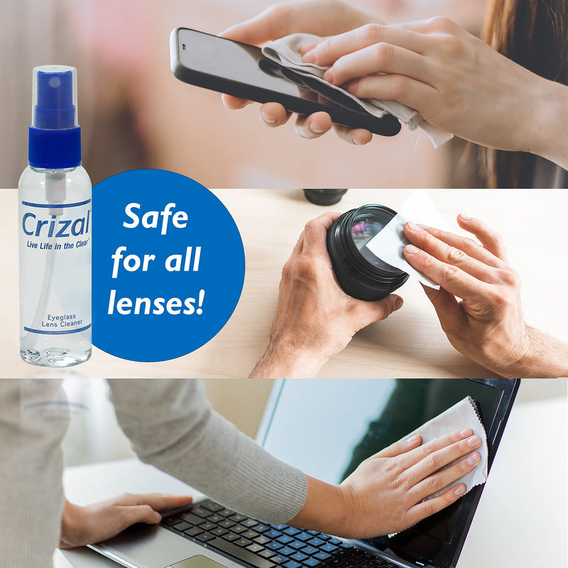 [Australia - AusPower] - Crizal Eyeglass Lens Cleaner Kit, 1 Doctor Recommended for Anti Reflective Lenses and Coating, 2oz Crizal Spray w/Crizal Microfiber Cloth, 2pk 2oz Spray W/Cloth, 2 Pack 