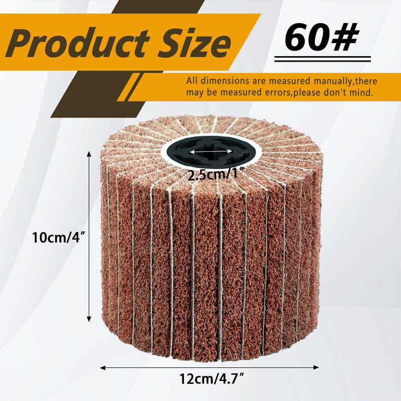 [Australia - AusPower] - SALI Non Woven Wire Abrasive Drawing Polishing Burnishing Wheel Flap Wire Brush Drum Surface Conditioning Tool for Metal Surface Polishing Grinding Removing Rust 120x100x19mm with Sandpaper 60 Grit 