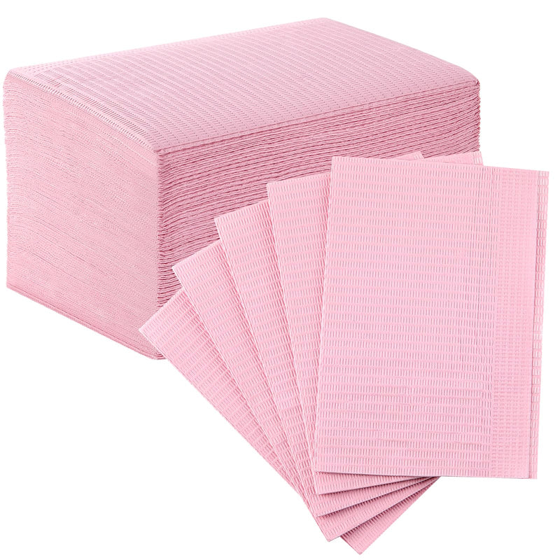 [Australia - AusPower] - JMU Pink Dental Bibs, 50 Pack 3-Ply Waterproof Disposable Dental Bibs 13"x18" for Dental Clinic, Tattoo Shop, Nail Salon 13"x18" 