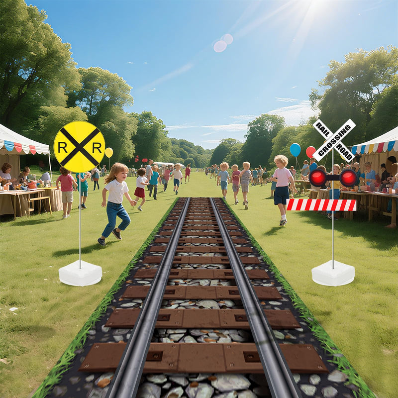 Reallnaive Express Train Party Decorations 79-87 Inch Railroad Crossing Sign Traffic Crossing Sign for Train Theme Wild West Western Birthday Cowboy Party Decor Supplies