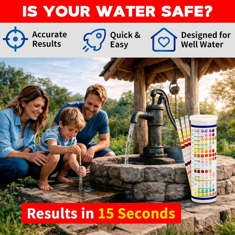 [Australia - AusPower] - 23-in-1 Home Drinking Water Testing Kit - 155 Strips,Tap and Well Water Test Kit for Hardness, Lead, Iron, Copper, Chlorine, Fluoride 1 