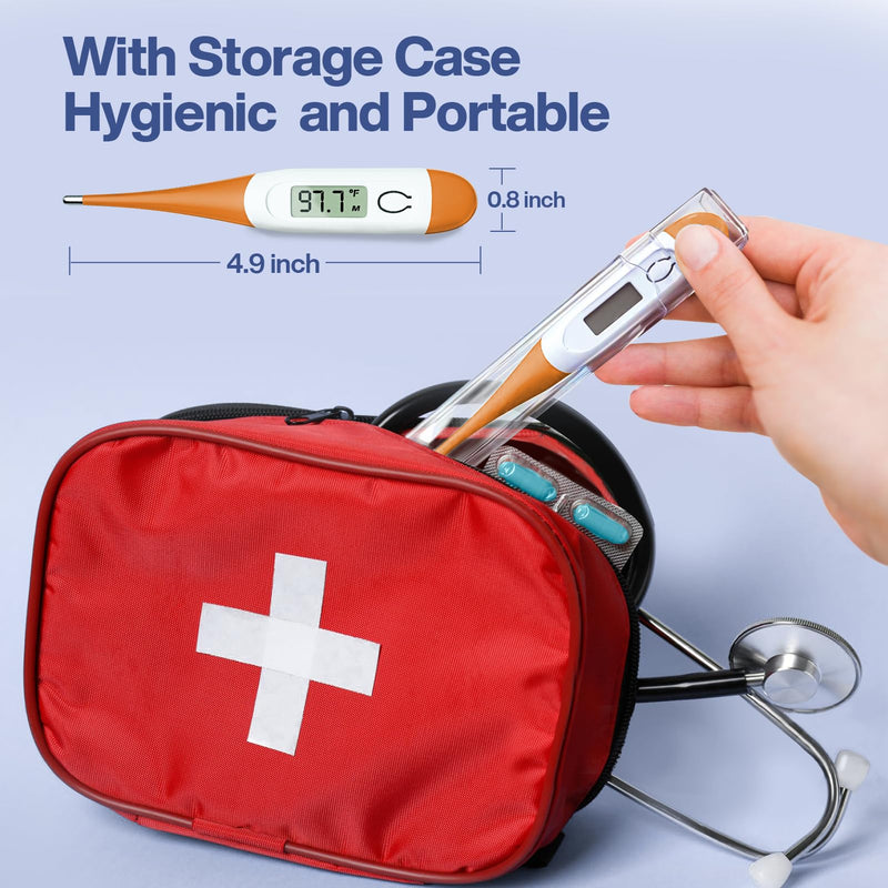 [Australia - AusPower] - Boncare 10 Seconds Digital Thermometer for Adults and Kids - Accurate & Safe Rectal Thermometer for Baby with Fever Alarm, Oral Thermometer FSA HSA Eligible (Orange) Orange 