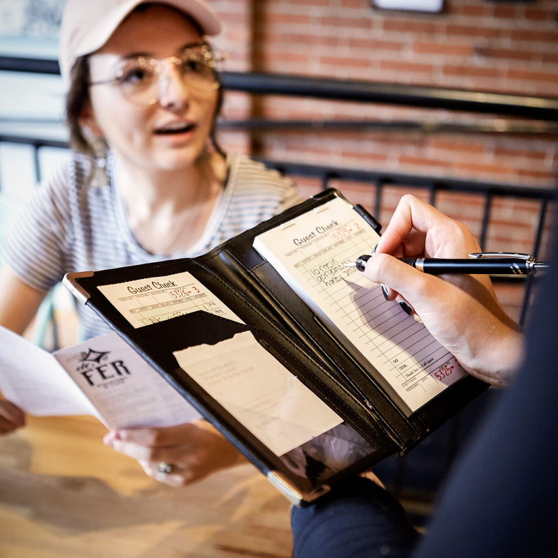 [Australia - AusPower] - Premium Server Book, Newly Improved Magnetic Bulk Pockets for 2022, 2 Pen Holders, Zipper Pocket, Firm Writing Surface Black Smooth 