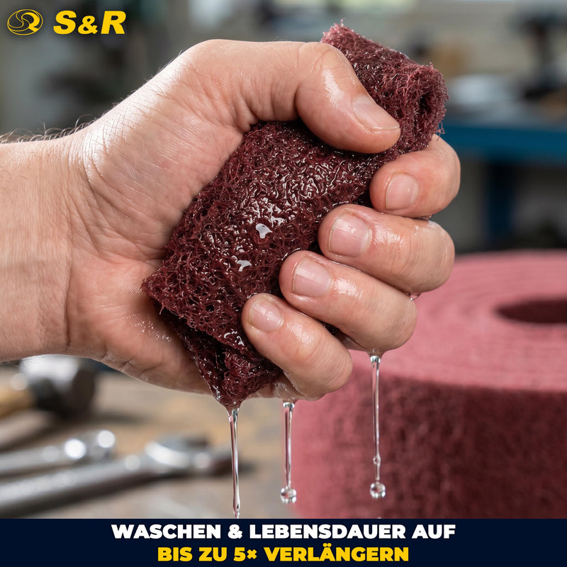 S&R Abrasive Fleece Roll 5 m x 100 mm Grit 240, Aluminum Oxide Sanding Roll | Abrasive Fleece Pads for Metal, Wood, Stainless Steel, Paint, Sanding Pad, Polishing Fleece, Robust, Flexible, Cuttable, Durable
