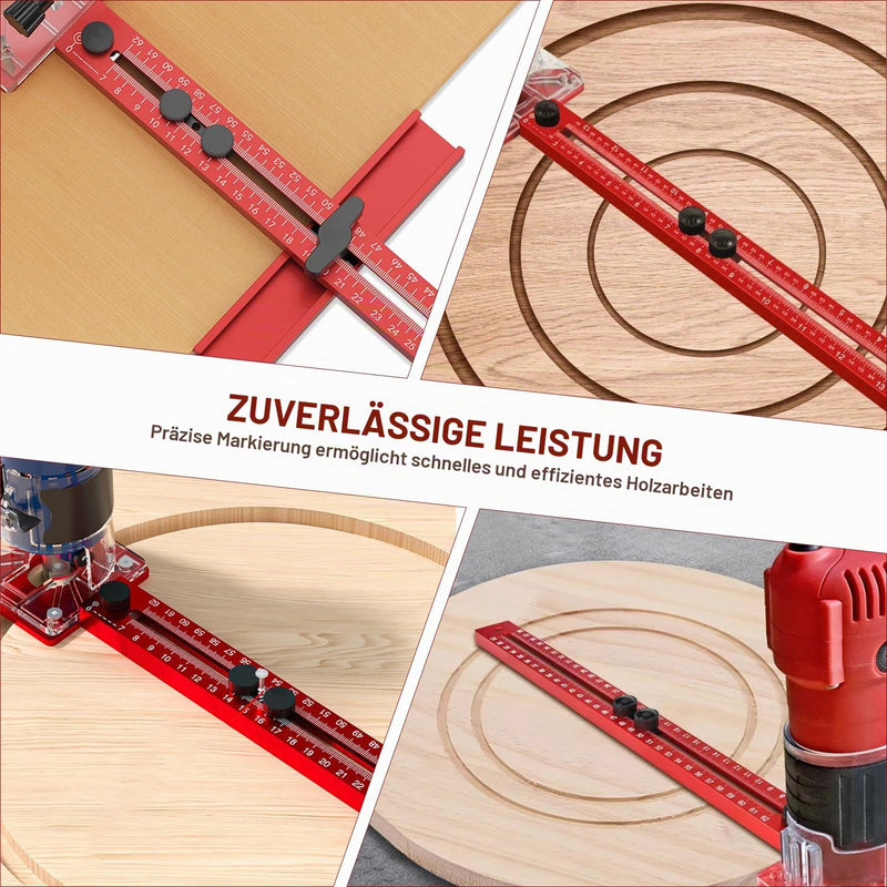 4 in 1 Adjustable Router Compass - Radius 90-610mm | Aluminium Multifunktionale Frässchablone Oberfräse Zubehör, Planfräsvorrichtung & Fräsrillenhalterung, kompatibel mit Makita