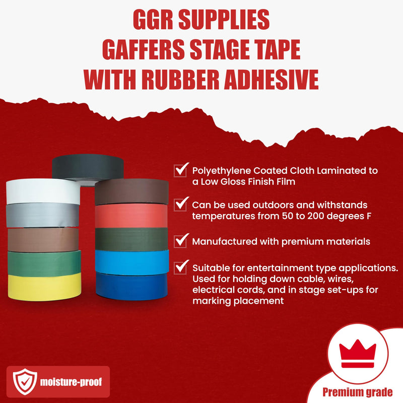 [Australia - AusPower] - T.R.U. CGT-80 White Gaffers Stage Tape with Rubber Adhesive, 1 in. Wide x 60 Yards Length, 12MIL Thickness (Pack of 1) 1 in. (Pack of 1) 