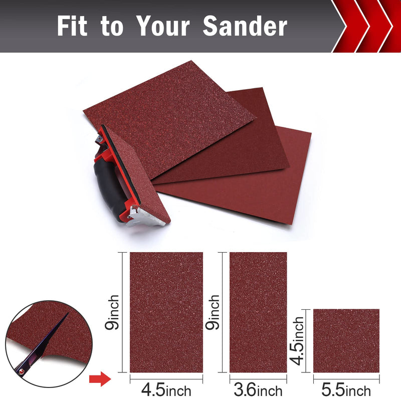 [Australia - AusPower] - Mojucraft 20 Sheets Sandpaper Set 40/80/120/220 Grits Sandpaper for Wood Metal 230 x 280 mm Multi-Purpose Sandpaper Sheets Cut for Use on Hand Sanders Holzschleifpapier 