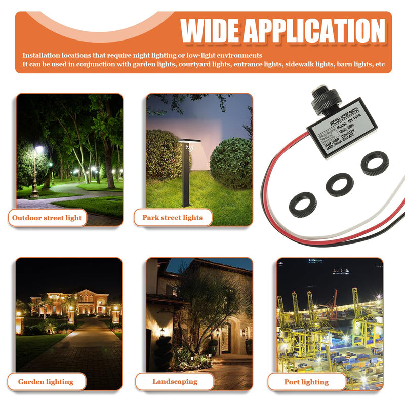 [Australia - AusPower] - 2 Pack 105V-130V AC Photocell Light Sensor Light Control Sensor Button Switch Dusk to Dawn Sensor for Outdoor Lighting Photoelectric Switch with Automatic Illumination Detection Circuit 2 Pack 