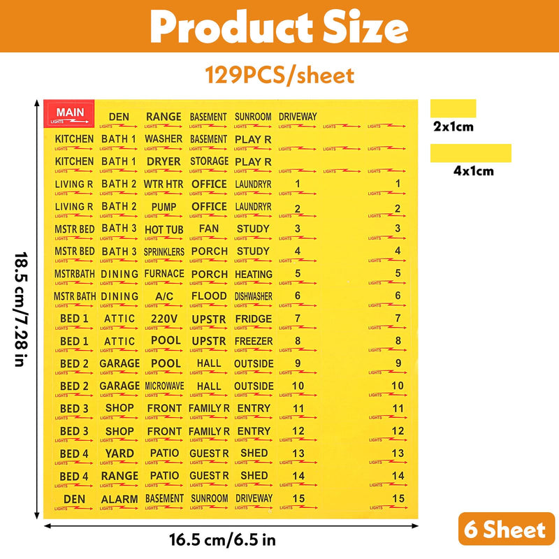 6 Sheets(258pcs) Breaker Box Labels Stickers, Durable Circuit Breaker Panel Labels,Electric Panel Label for Breakers Box Identification,Waterproof and Easy to Read,for Home and Office Use