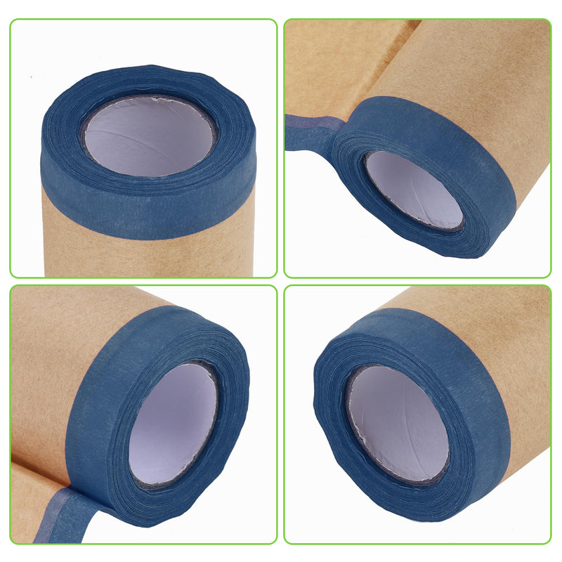 Pre-Taped Masking Paper Automotive Paint Masking Paper Kraft Paper Natural Fiber Material 1 Pc 1500x20cm / 49.21ftx7.87" Brown Blue 49.21FT x 7.87"