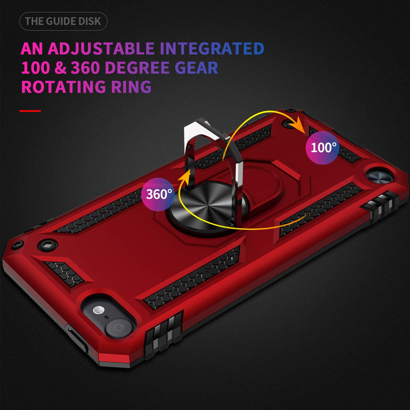 [Australia - AusPower] - ULAK Compatible with iPod Touch 7 Case/iPod Touch 6 Case with 2 HD Screen Protectors, Hybrid Rugged Shockproof Cover with Built-in Kickstand for iPod Touch 7th/6th/5th Generation (Red) Red 